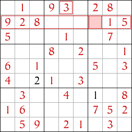 Exemple de technique de singleton caché de Sudoku